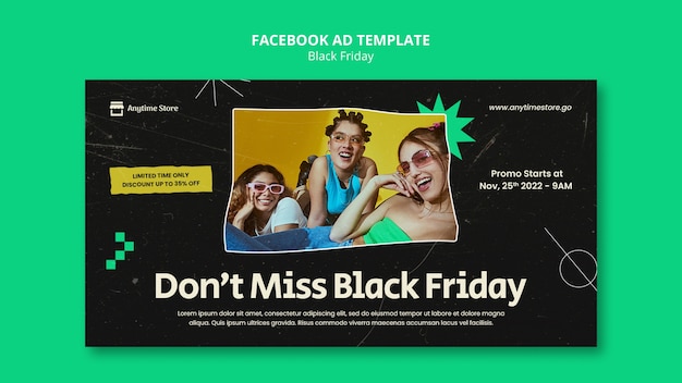 Free PSD flat design black friday facebook template