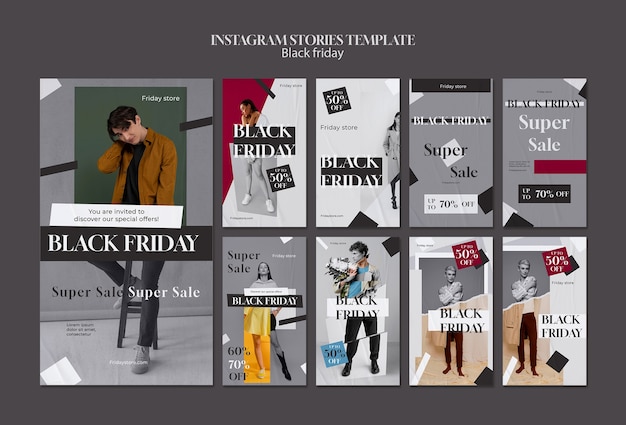 Flat design black friday instagram stories