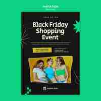 Free PSD flat design black friday invitation