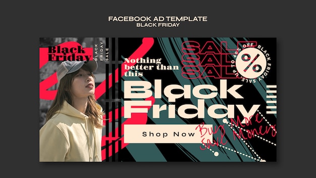 Flat design black friday sale facebook template