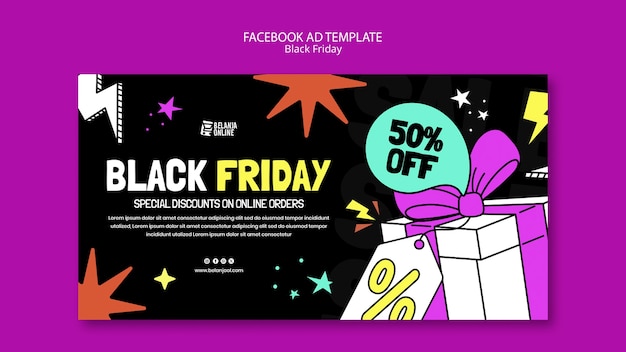 Modello facebook di vendita del black friday dal design piatto