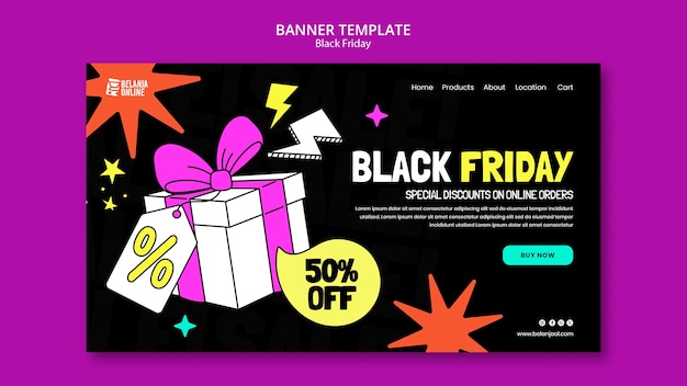 Free PSD flat design black friday sale landing page