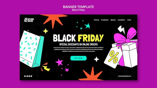 Flat design black friday sale landing page