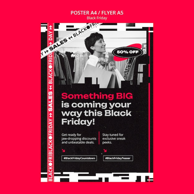 Free PSD flat design black friday sale poster template