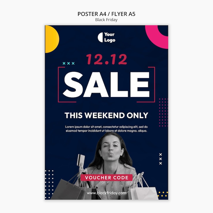 Free PSD flat design black friday template