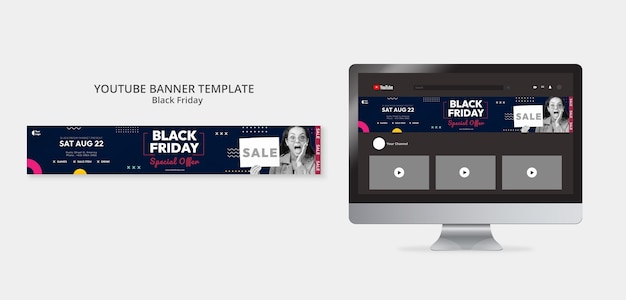 Flat design black friday template