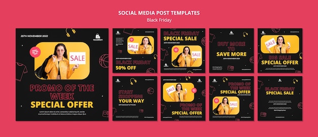 Free PSD flat design black friday template