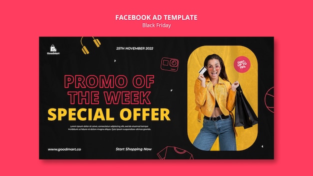 Free PSD flat design black friday template