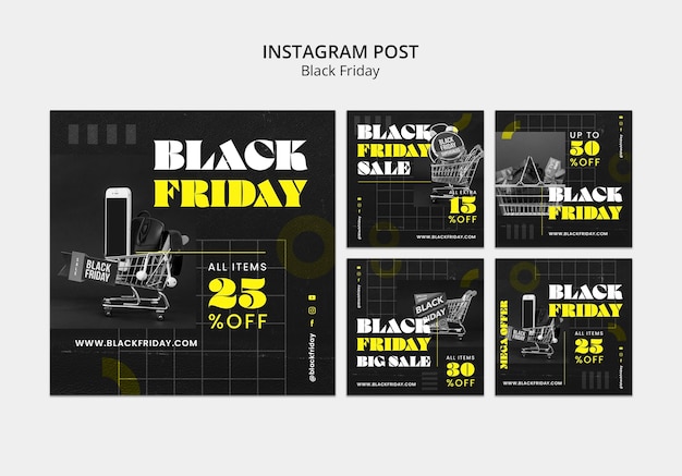 Free PSD flat design black friday template