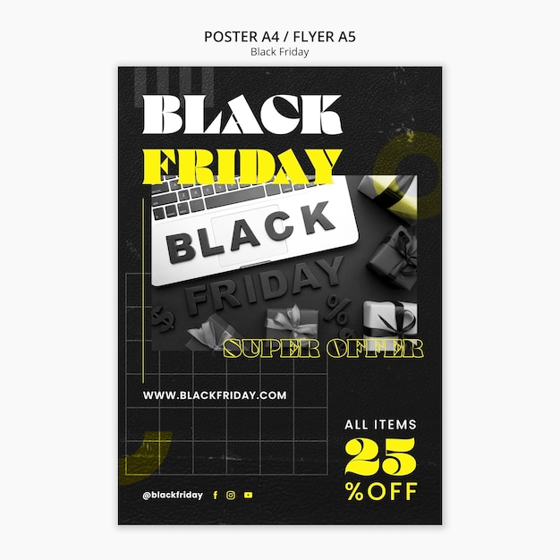 Free PSD flat design black friday template