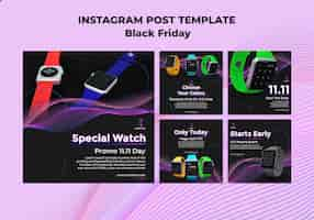 Free PSD flat design of black friday template