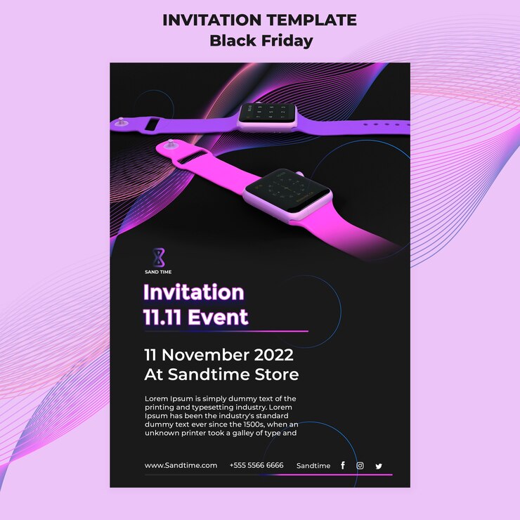 Free PSD flat design of black friday template