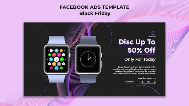 Free PSD flat design of black friday template