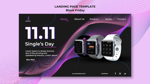 Free PSD flat design of black friday template