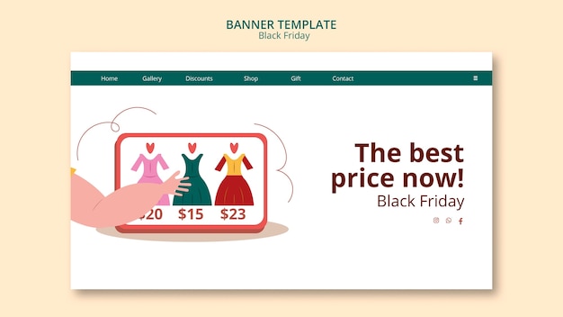 Free PSD flat design black friday template