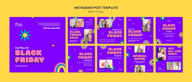 Free PSD flat design black friday template