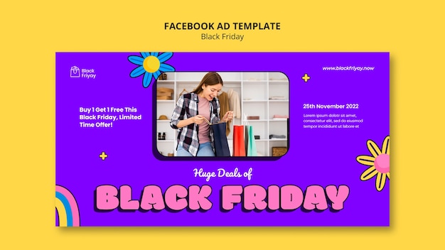 Free PSD flat design black friday template