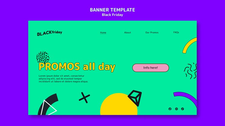 Free PSD flat design black friday template