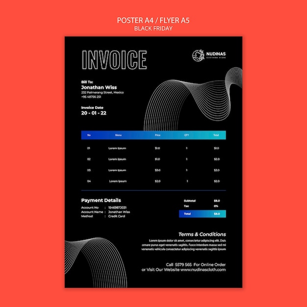 Flat design black friday template