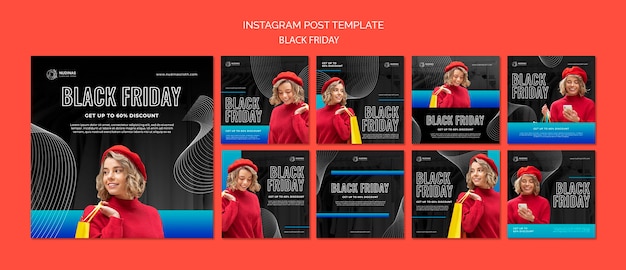 Free PSD flat design black friday template