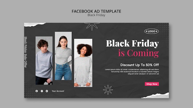 Flat design black friday template