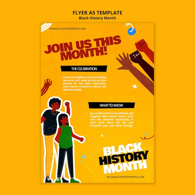 Free PSD flat design black history month template