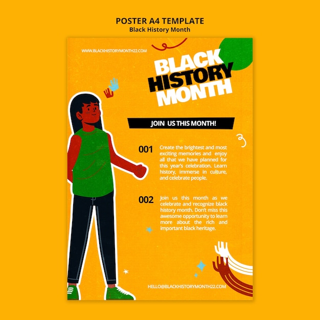 Free PSD flat design black history month template