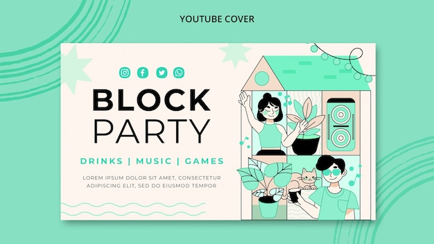 Free PSD flat design block party template