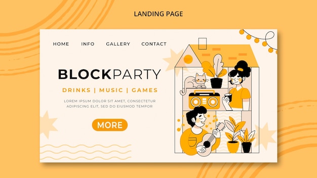 Flat design block party template