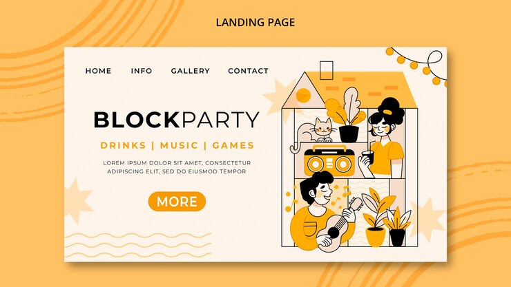 無料PSD フラットなデザインのブロック パーティー テンプレート