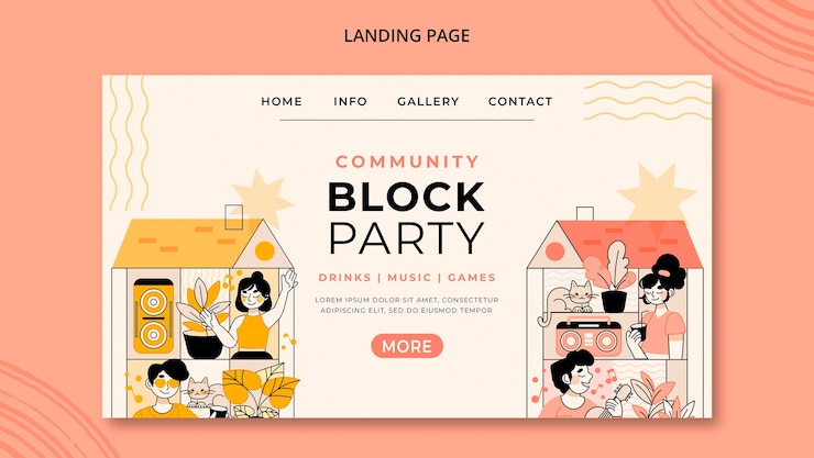 無料PSD フラットなデザインのブロック パーティー テンプレート
