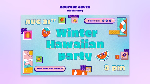Flat design block party  youtube cover