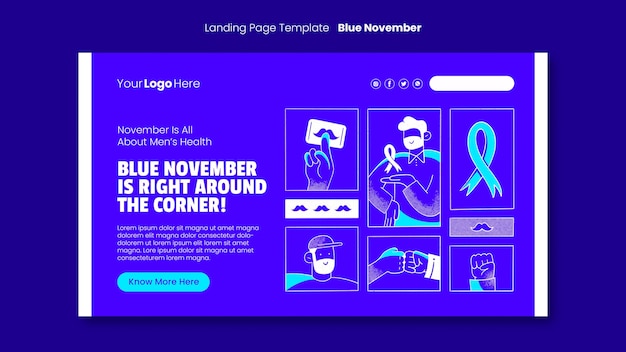 Free PSD flat design blue november  design template