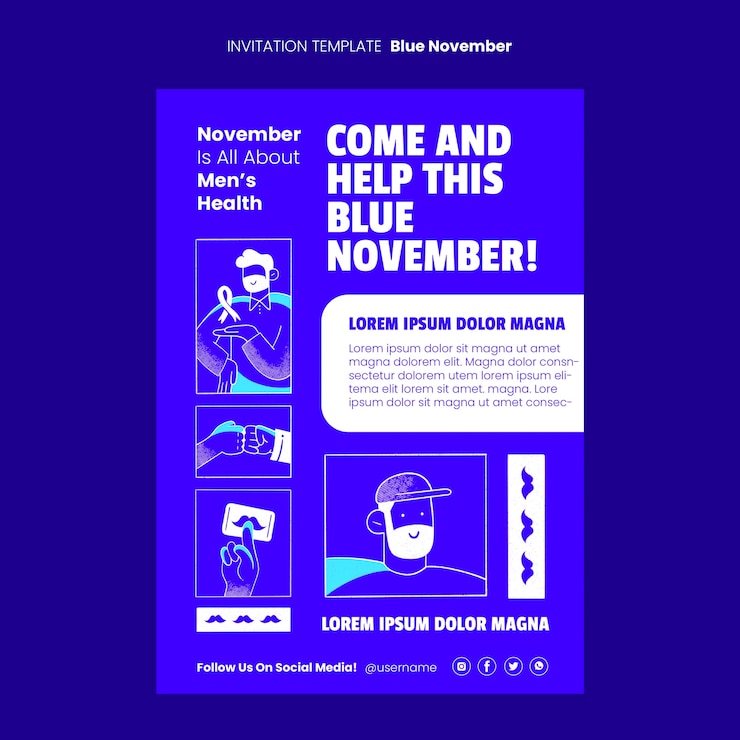 Free PSD flat design blue november  design template
