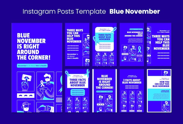 Flat design blue november  design template