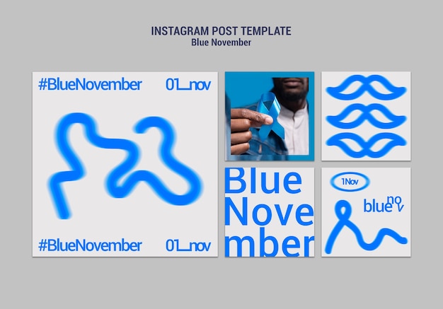 PSD gratuito modello di novembre blu design piatto