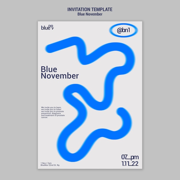 PSD gratuito modello di novembre blu design piatto