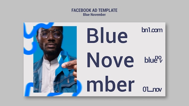 Free PSD flat design blue november template