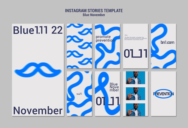 PSD gratuito modello di novembre blu design piatto