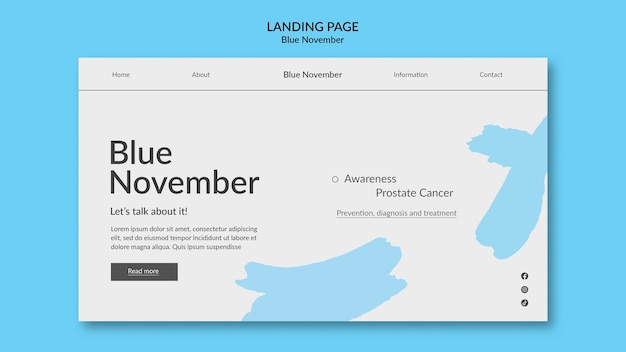 Free PSD flat design blue november template
