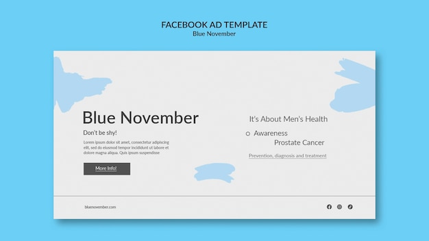 PSD gratuito modello di novembre blu design piatto