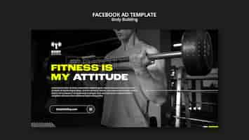 Free PSD flat design body building facebook template