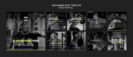 PSD gratuito post di instagram per body building dal design piatto