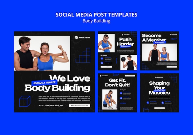 Free PSD flat design body building  template