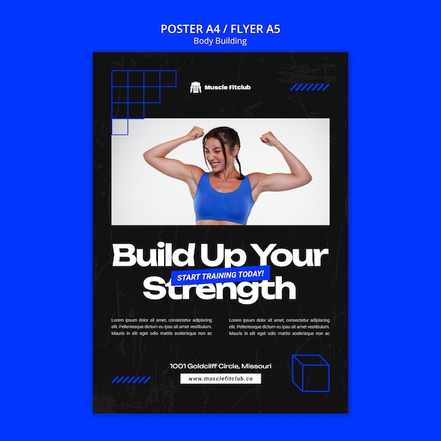 Free PSD flat design body building  template