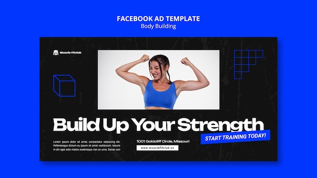 Flat design body building  template