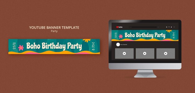 Flat design boho birthday template