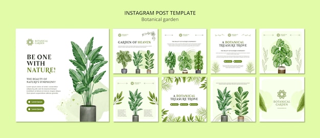 Free PSD flat design botanical garden template