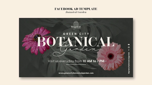 Free PSD flat design botanical garden template