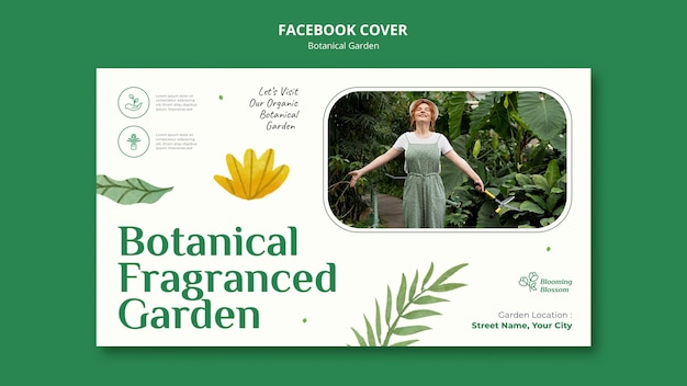 Free PSD flat design botanical garden template